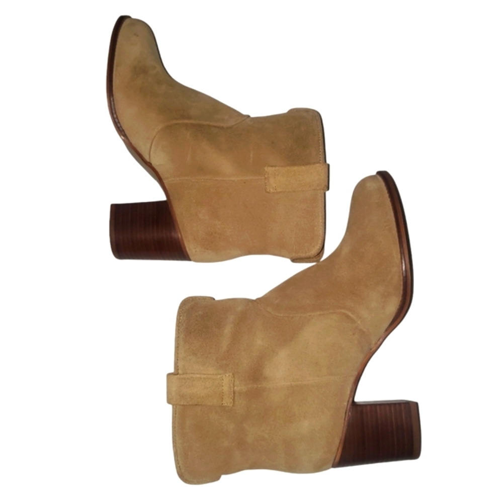 URBAN OUTFITTERS Boro Tan Suede Western Pull-on Stacked Heel Ankle Boots NEW 9 - Picture 7 of 16